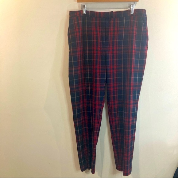 BLACK TAPE Sz XL Plaid Elastic Back Waist Tapered Leg Unlined Pockets Pants - Picture 2 of 7